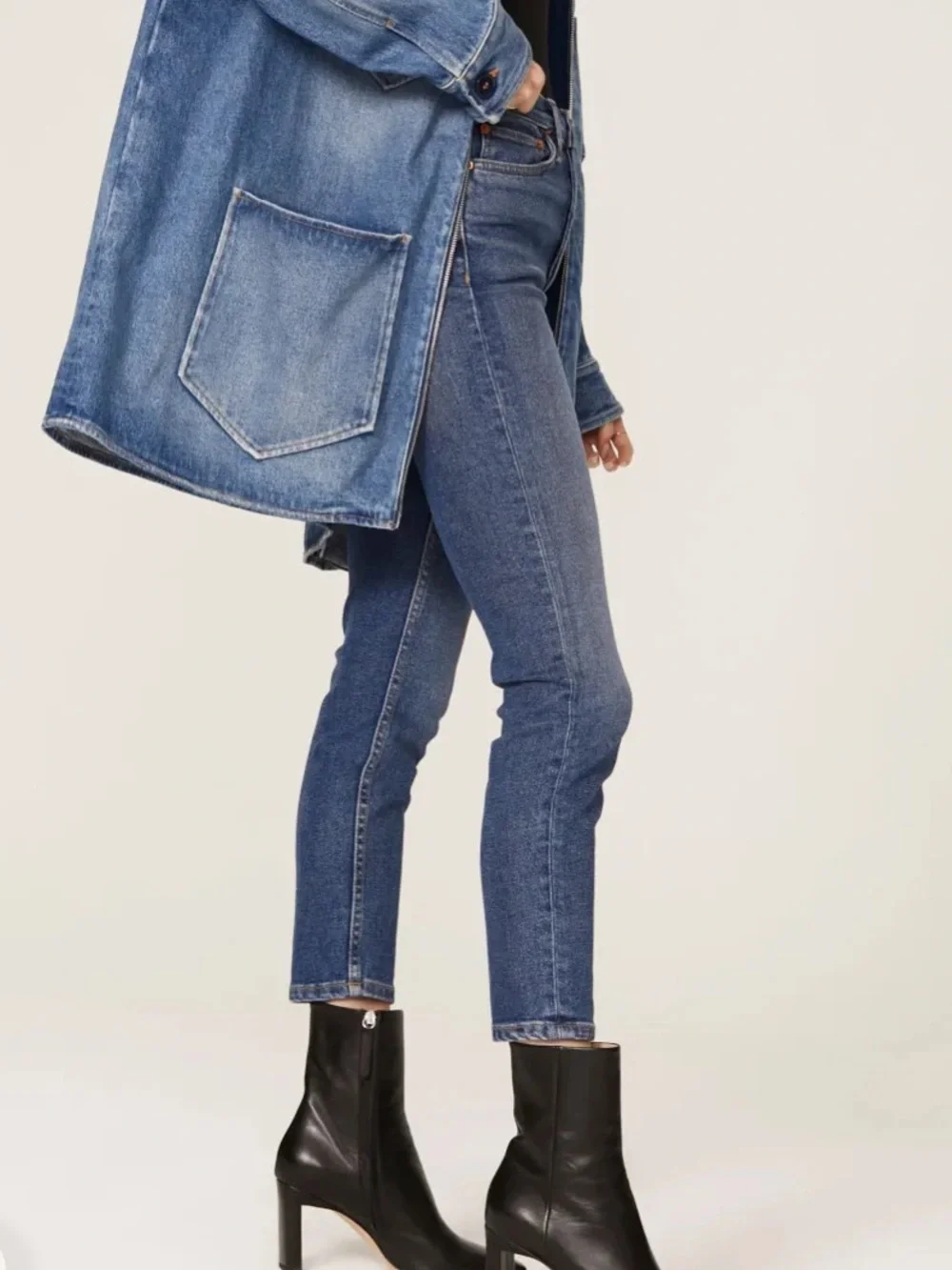 High-Rise Ankle Crop Jeans - Blue - Picture 4 of 7